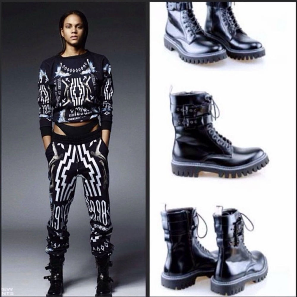 Itallian Black Combat Boots sz 9